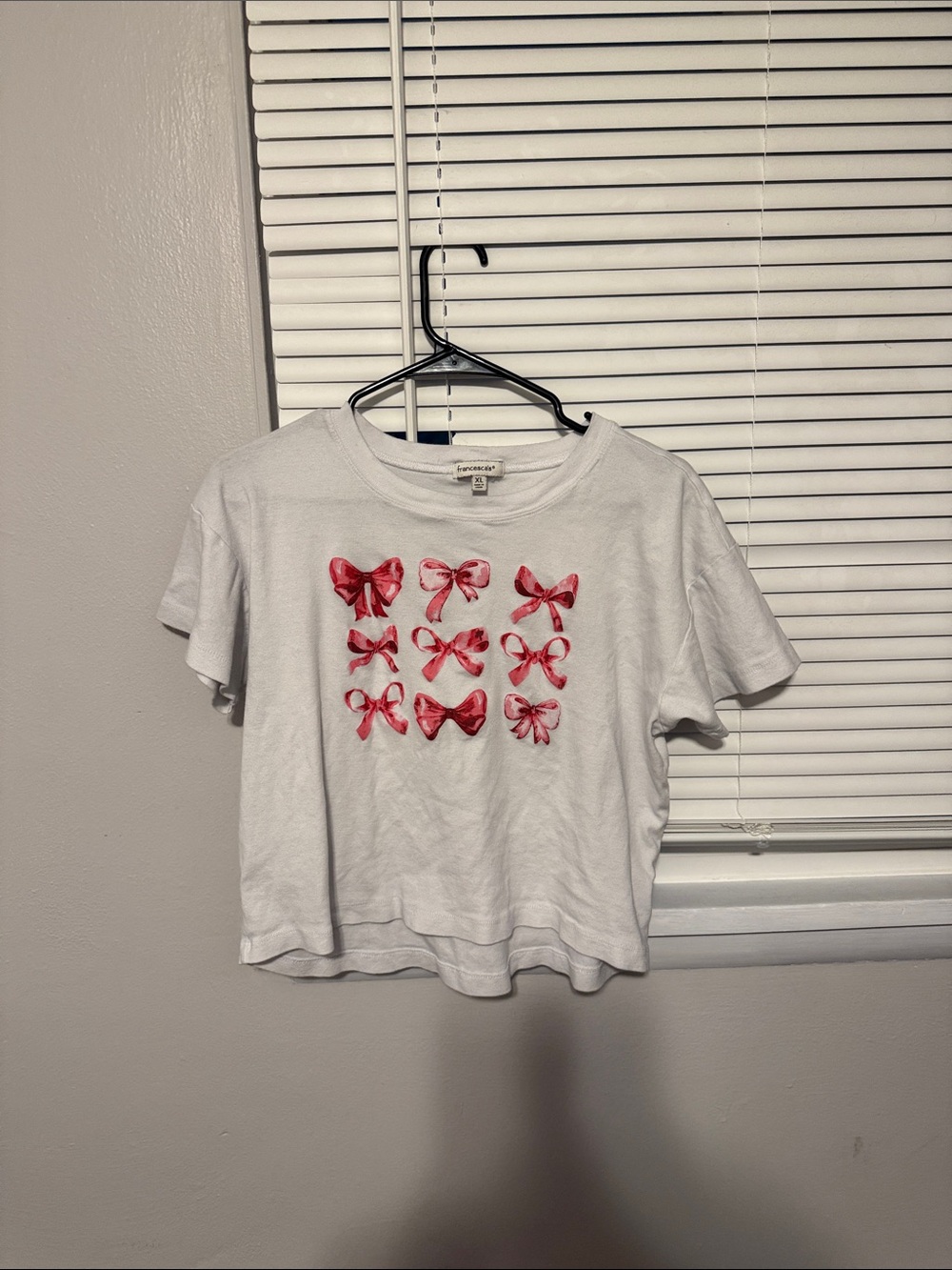 White Tee with Pink Bow Grid